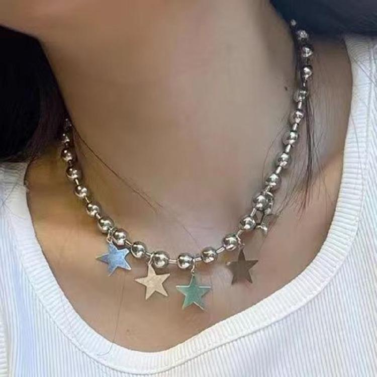 Модная цепочка на ключицы, темпераментная, простая, в холодном стиле, ожерелье с пятиконечной звездой