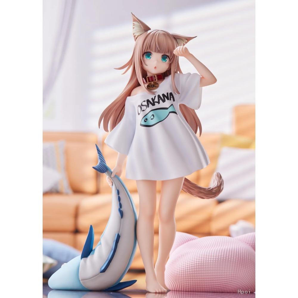 19CM Anime Figure My Cat Is A Cute Girl Soy Flour White Shirt Standing Good Morning Model PVC Gift Collection Action Toy