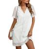 Summer V-neck Casual Short-sleeved Swiss Polka Dot Lace Shift Dress