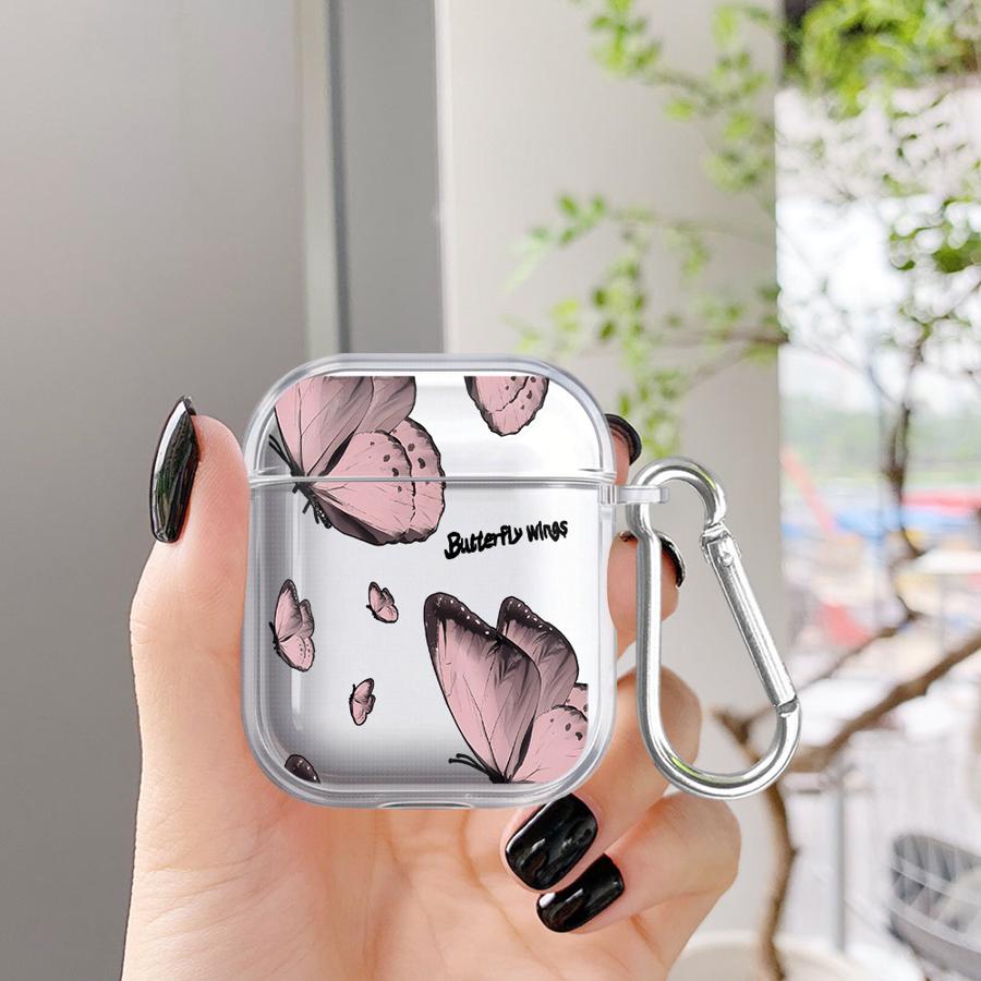 Red Blue Butterfly Case For Airpods 4 Pro 2 3 Pro3 1 Pro2 Clear Earphone Cases Cover