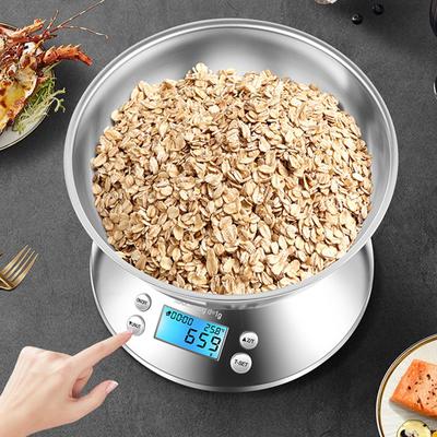 Цифровые кухонные весы с чашей, 5 кг/1 г, высокоточные кофейные весы, портативный дисплей,