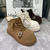 Зимняя женская обувь нескользящая на толстой подошве шерстяные сноубутсы кожаные на толстом хлопке женские модные ботинки женская большая хлопковая обувь женские модные ботинки