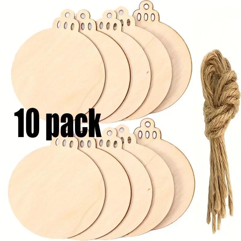 2025 New 10pcs Wood Round DIY Craft Kids Christmas Painting Blank Wooden Board Ornament Wedding Xmas Party Gifts Decor Boards