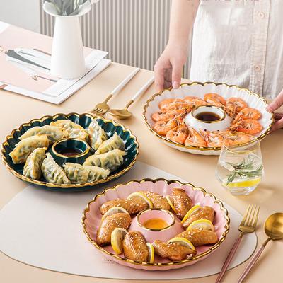 Круглая тарелка для закусок с соусом, керамическая тарелка для пельменей, фарфоровая посуда из Пномпеня, блюдо для салата и суши, товары для дома и кухни.