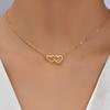 1PC Tiny Cute Double Hollow Heart Chain Necklace Women Fashion Love Necklace Valentine's Day Jewelry for Women