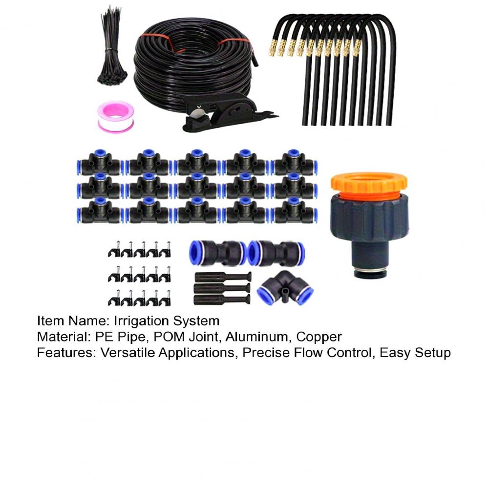 Hose Patio Misting Cooling System Garden Irrigation System Kit with 360-degree Bendable Nozzles for Greenhouse Lawn Watering