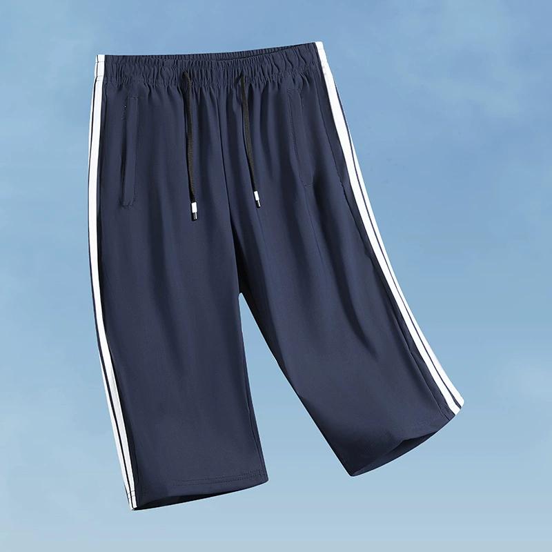 Укороченные брюки Ice Silk для мужчин на лето, тонкие и дышащие шорты для мужчин, повседневные и спортивные брюки средней длины, свободные и оверсайз