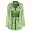 Autumn Europe And The United States Sexy Pajamas 3 Sets Of Silk Long-sleeved Bathrobe Underwear Ladies Homewear