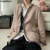 Men Long Sleeve Patchwork Button Texture Coats Jackets