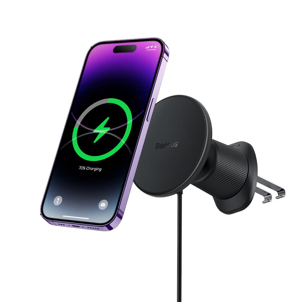 Baseus CW01 15W Fast Charging Wireless Car Mount for iPhone – Air Vent Compatible, Black