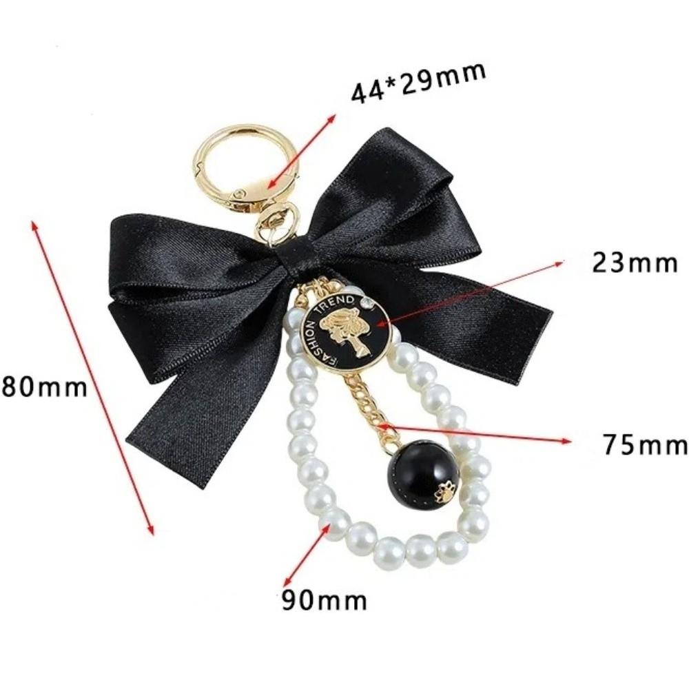 Pearl Chain Bow Key Chain Big Bow Car Key Holder Fashion Car Keychain