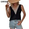 Summer Women's T-shirt Vest V-neck Sleeveless Simple Solid Color Undershirt Female Tops