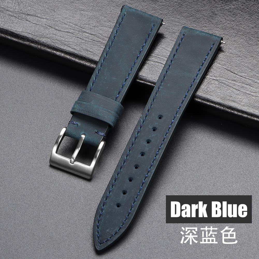 Quick Release Vintage Retro Genuine Leather Watch Band 18mm 19mm 20mm 21mm 22mm 24mm Crazy Men Women Straps Horse Watch Bracelet