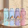 1PC Bird Lavender Branch Art Print 750ml Color Plastic Sports Water Bottle Leakproof Flip Straw Lid Suitable for Sports Office Home Use