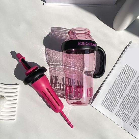 Бутылка для воды 1300 мл с ручками, крышками и трубочками, герметичная кружка для питья, не содержащая бисфенол-А, термостойкая, портативная