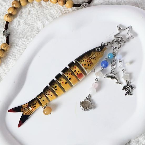Рыболовная приманка Брелок Подвеска Бусины Ракушка Морская звезда Кисточка 8-секционный Брелок для ключей в виде рыбы