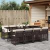 VidaXL Garden Dining Set and Cushions 9 Pcs Brown Poly Rattan 3210741