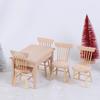 1Set Dining Table Chair Model 1:12 Dollhouse Mini Wooden Furniture Toy Set