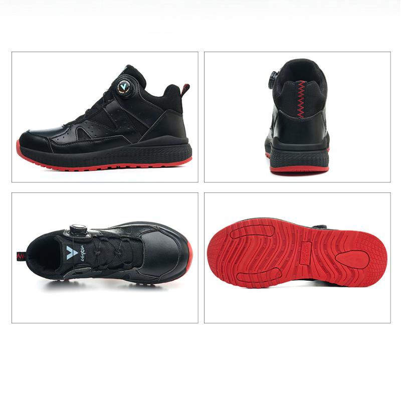 Мужские защитные ботинки с поворотной кнопкой, рабочая обувь, проколостойкие ботинки со стальным подноском, нескользящая защитная обувь, высокие ботинки безопасности