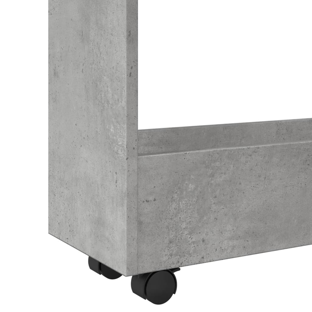 Narrow Storage Trolley 3 Tier Concrete Grey Wood Based Material