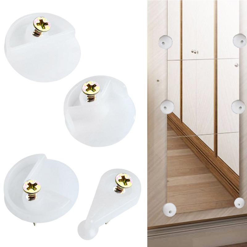 20/50 Pcs Glass Retainer Clips Screws Mirror Wall Hanging Fixing Kit Frameless Plastic Wall Mounting Clips For Cabinet Door