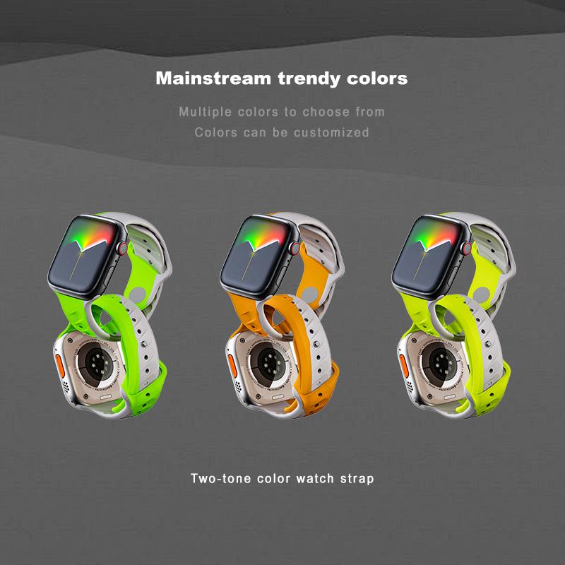 ODM Dual Color FKM Watch Band New Arrival Fashion Sport Waterproofing Apple Watch Strap Two Tone FKM Rubber for Apple Watch