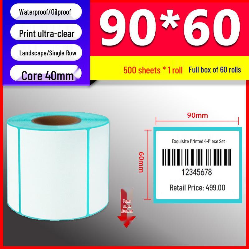 Waterproof Thermal Paper Self-Adhesive Labels, 50x30mm & 40x30mm, for Sticker Printing