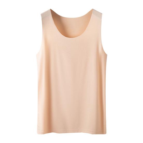 Women Bottoming Vest Ice Silk Seamless Sleeveless Pure Color Plus Size Stretchy Round Neck Dry Dry Cooling Camisole Summer Dating Office Vacation