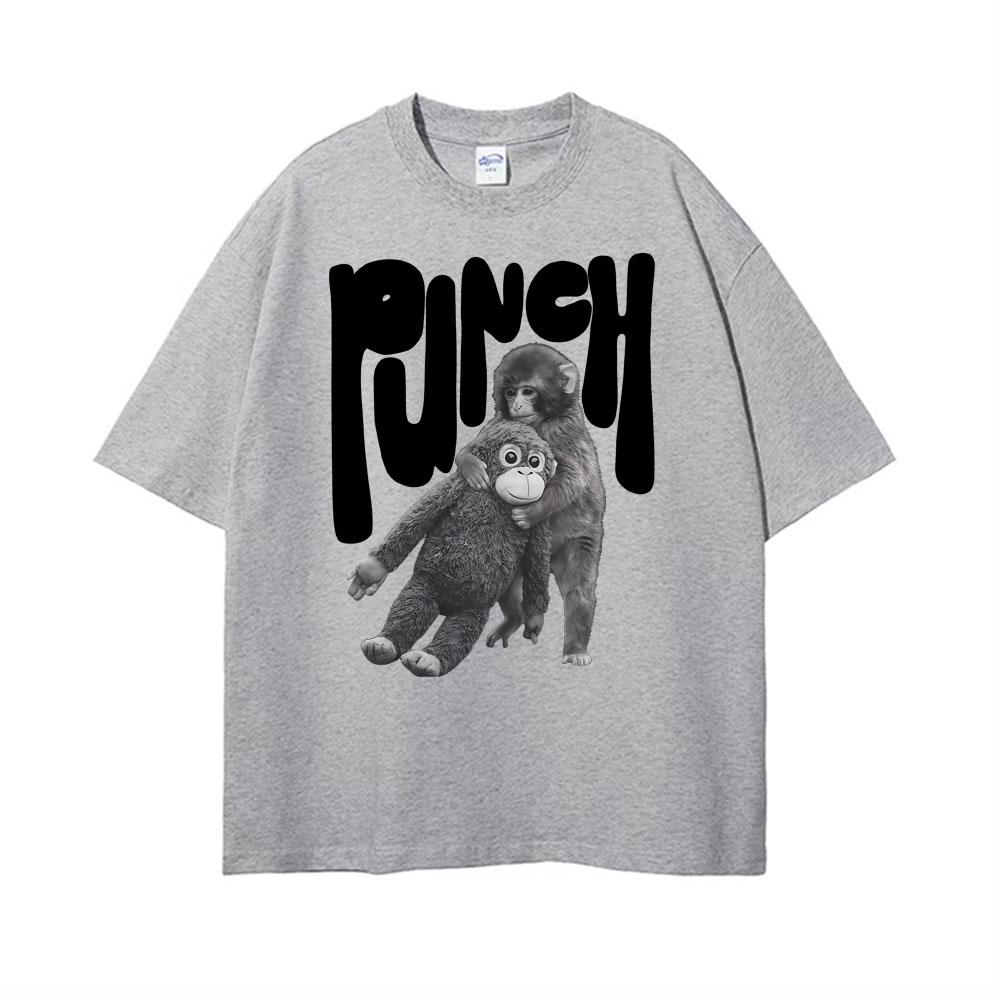 Punch The Monkey Графическая футболка в винтажном стиле Мужская одежда Летние винтажные модные футболки Топы 100% хлопок Оверсайз футболки