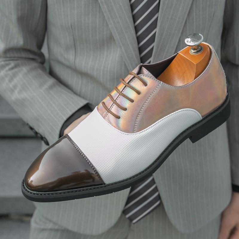 Мода Мода Новые Мужские Заостренные Черные С Белой Вставкой Повседневные Оксфорды Мужская Вечерняя Одежда Выпускной Формальная Свадебная Обувь