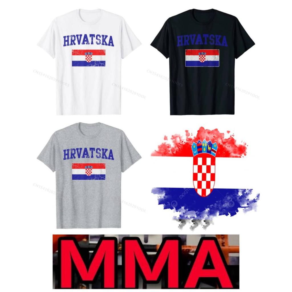 Croatia Croatian MMA Kick Boxing UFC Muay Thai T-Shirt Graphic Retro Vintage 3D Print Men Women Unisex Short Sleeve Round Neck Black White Grey