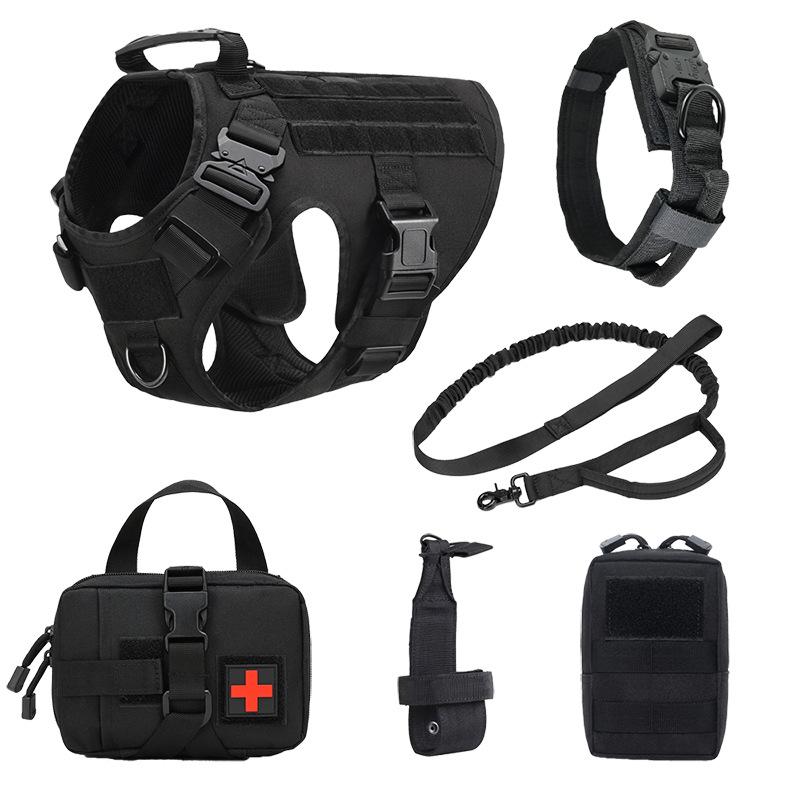 Pet vest 6-piece set, free cross dog combat suit outdoor dog walking pet chest strap large dog leash collar strap