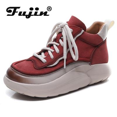 Fujin/Женская удобная весенняя обувь 3 см, ботильоны из коровьей замши из натуральной кожи, осенние дышащие эргономичные этнические мягкие лоферы на плоской подошве