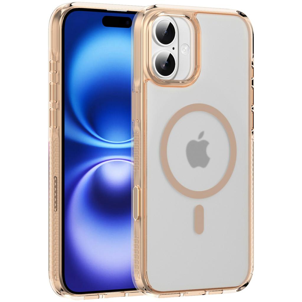 For iPhone 16 Case with Camera Touch Control Button PC + TPU Phone Cover Compatible with MagSafe - Transparent Blue