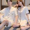 Пара пижам женская летняя ледяной шелк с коротким рукавом тонкая 1011 новый мужской костюм для отдыха лето