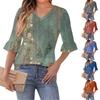 Женский повседневный топ с рукавами 3/4, летняя футболка с v-образным вырезом и пышными рукавами