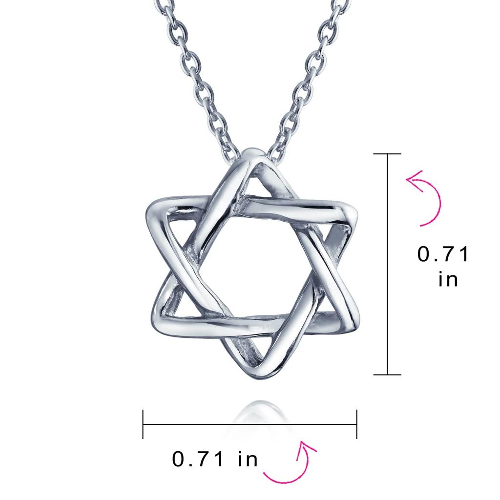 Classic and Delicate Religious Jewish Hanukkah Intertwined Magen Star of David Pendant Necklace for Women and Made of Sterling [Bling Jewelry] "A