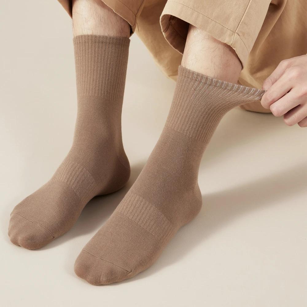 5 пар мужских носков, высокие спортивные носки, нескользящие, высококачественные хлопковые носки, комплект из 5 пар, весенние деловые рабочие носки