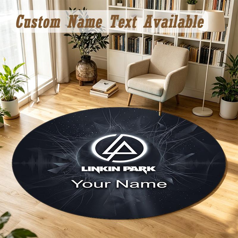 Round Rug Custom NameLinkin Park Pattern Non Slip Carpet Home Floor Decor