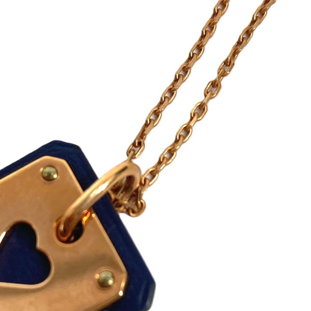 HERMES Heart Chain Asdukur PM Pendant accessories Necklace Leather / Metal Black