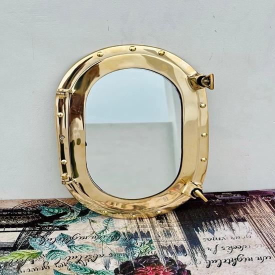 Латунный овальный иллюминатор Латунное корабельное зеркало, Морское окно Настенное зеркало, Морское зеркало для ванной комнаты Домашний декор, Подарок