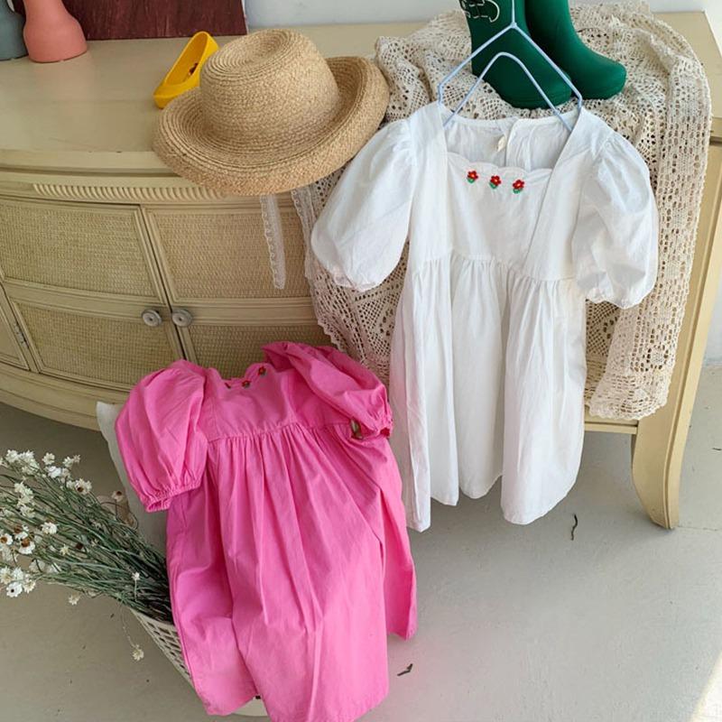 Платье с пышными рукавами для девочек, милое платье принцессы, маленькое цветочное платье