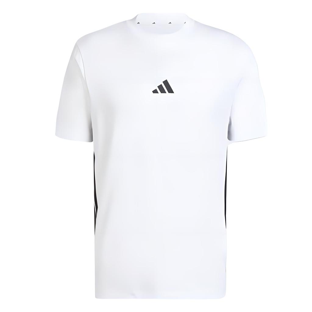 Adidas Базовая повседневная спортивная футболка с боковой полосой, удобная, отводящая влагу, с коротким рукавом, мужская, белая, черная, JE6388