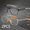 2 шт. Модные очки для чтения TR90 для мужчин, спортивные очки с пружинными дужками от пресбиопии, очки с защитой от синего света +100 ~+300