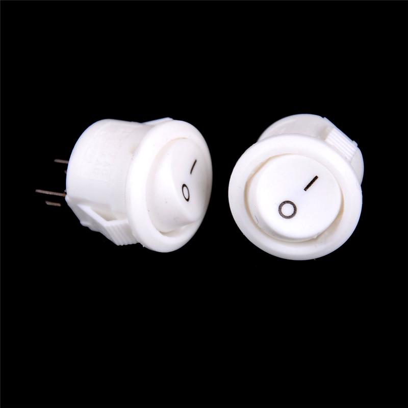 10Pcs 16Mm Diameter White Round Boat Rocker Switches Mini 2Pin On-Off Switches 3A/250V