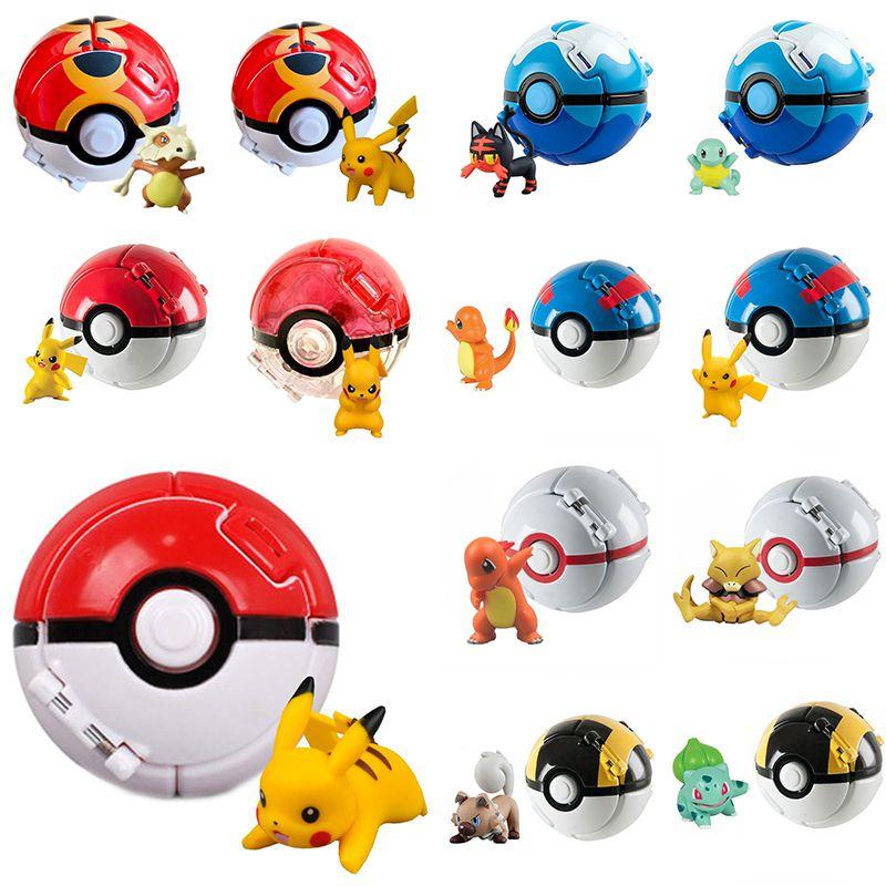 Pokemon Poke Ball Elf Figure Model Toy Pikachu Charmander Litten Rockruff Game Anime Figure