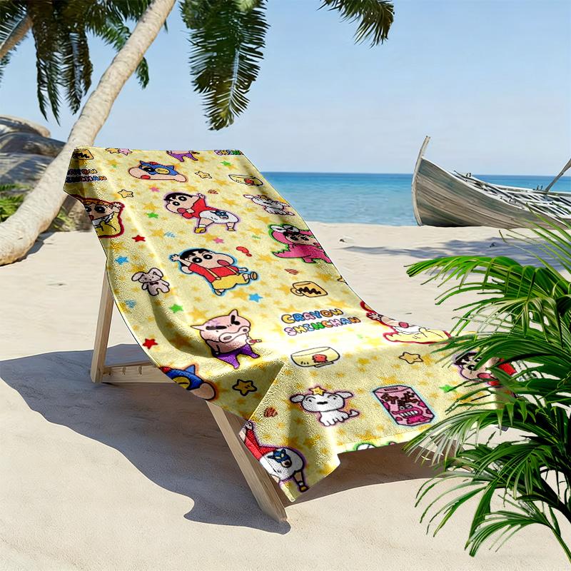 Anime Crayonshinchan Print Beach Towel, Large Soft Quick Dry Towel for Beach Camping Swimming