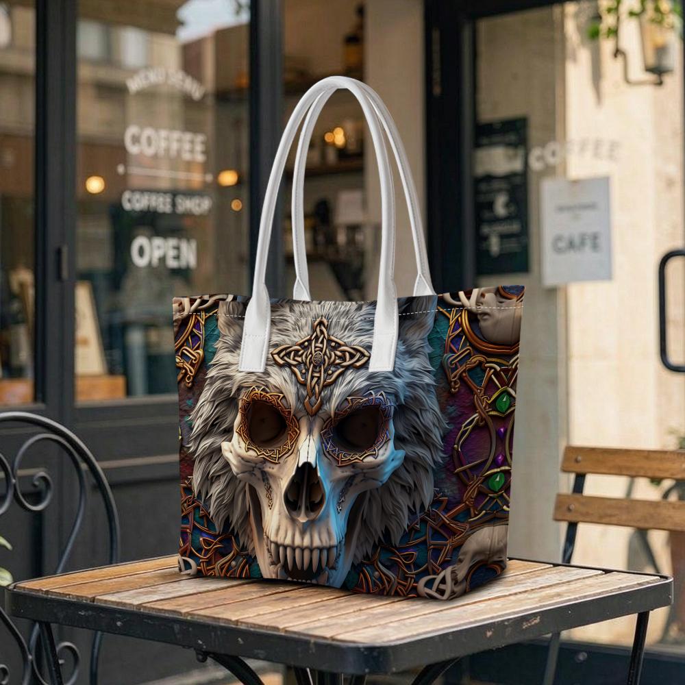 Celtic Wolf Skull All over Print Shoulder Bag for Daily Use