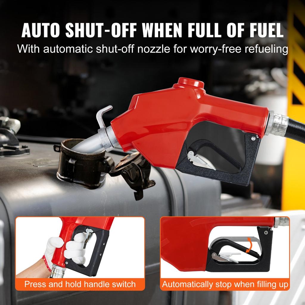 VEVOR Fuel Transfer Pump, 12V DC 20 GPM 1/4 HP, Gasoline Extractor Pump with Automatic Nozzle, Discharge Hose & Suction Pipe for Gasoline, Diesel