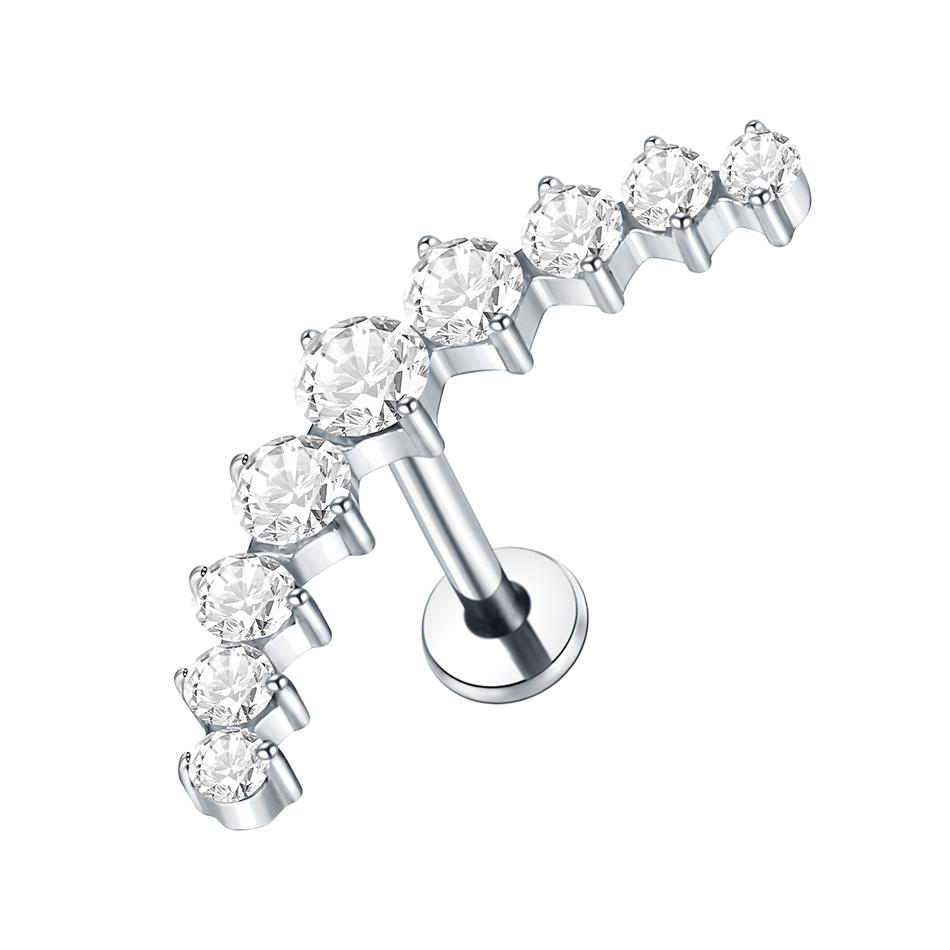 1 шт. Серьга-гвоздик из титана имплантатного качества с цирконием, с внутренней резьбой, Звезда, Лабрет, Пирсинг губы, Монро, Хеликс, Козелок, Пирсинг, Украшение